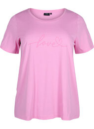 T-shirt i bomull med rund halsringning och tryck, RoseBloom W. Love