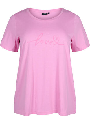 T-shirt i bomull med rund halsringning och tryck, RoseBloom W. Love, Packshot image number 0