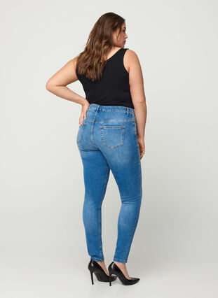 Extra slim Nille jeans med hög midja, Light blue denim, Model image number 1