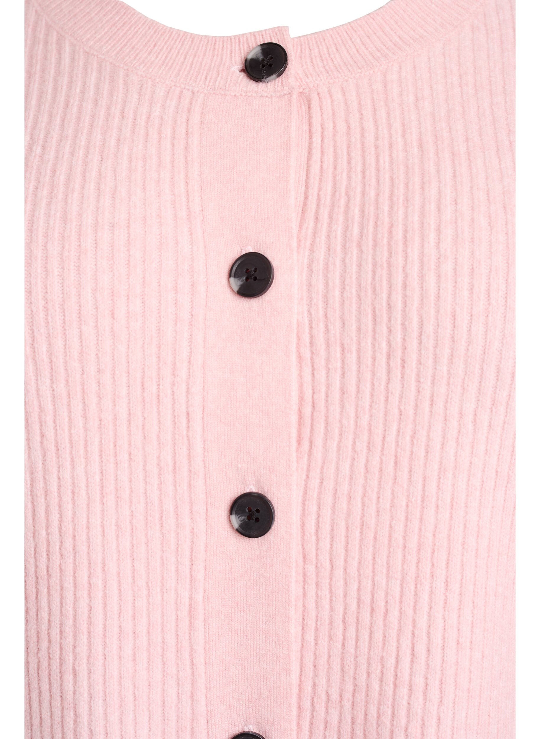 ZizziRibbstickad kofta med knappar, Rosa, Packshot image number 2