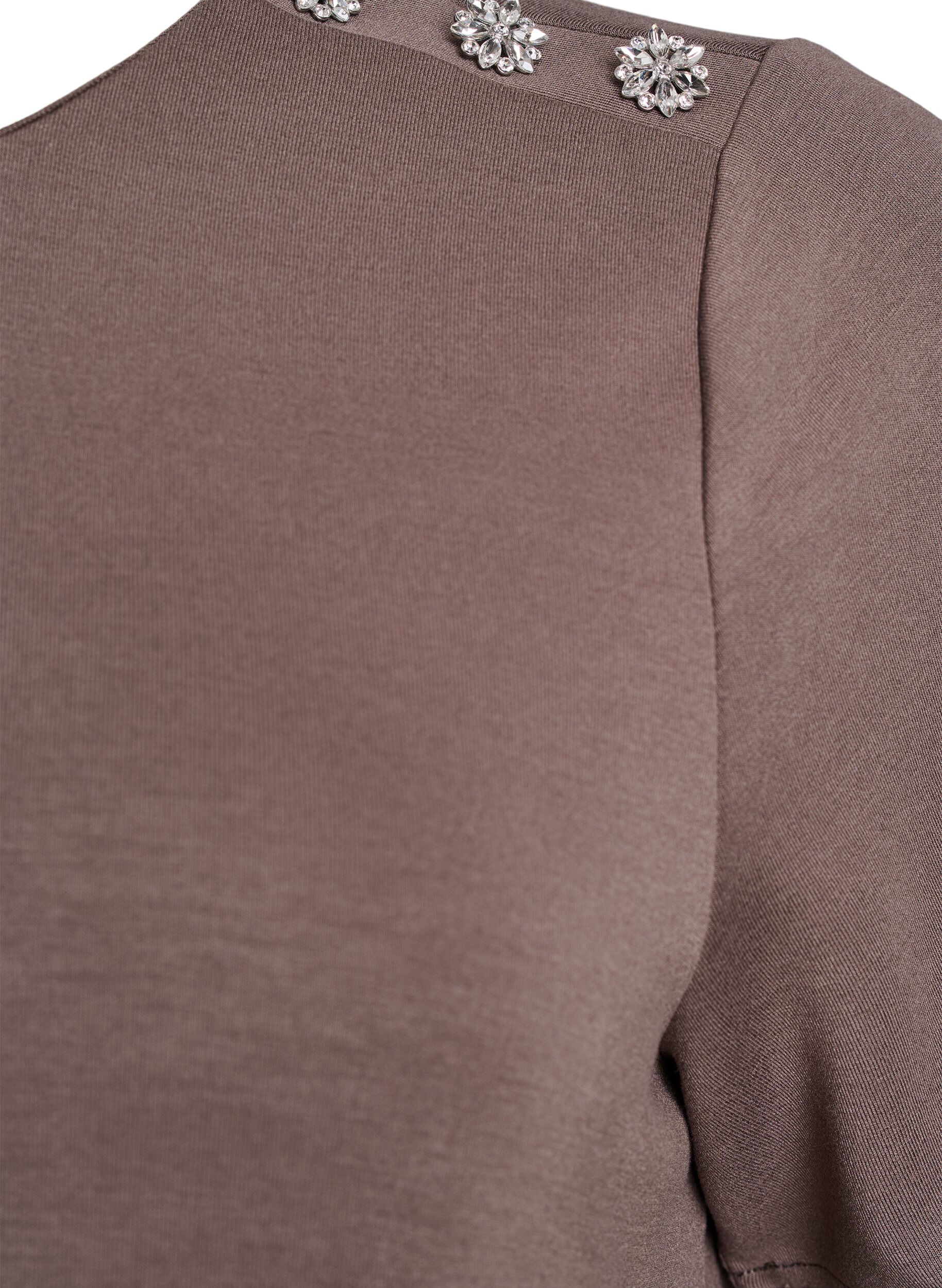 Zizzi Kort&auml;rmad blus med knappdetalj, Brun, Packshot image number 2