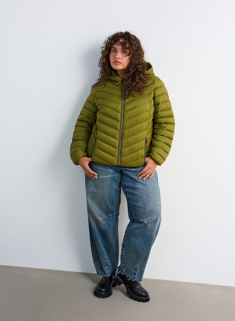 L&auml;tt jacka med huva, Gr&ouml;n, Model image number 1