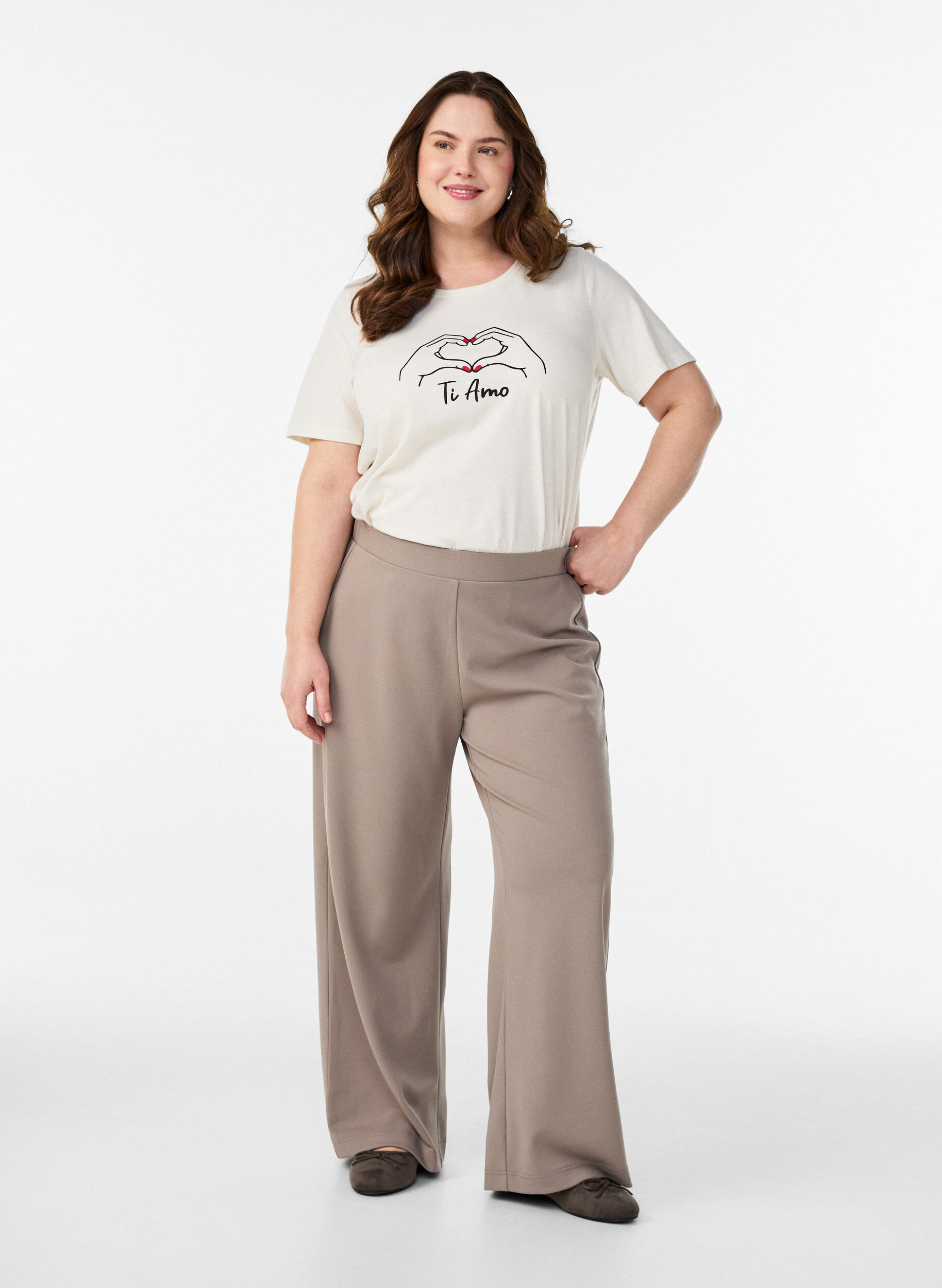 ZizziT-shirt med tryck, Vit, Model image number 1