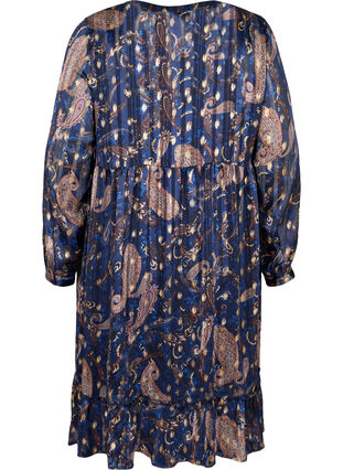 Långärmad klänning med mönster och a-form, Paisley Foil, Packshot image number 1