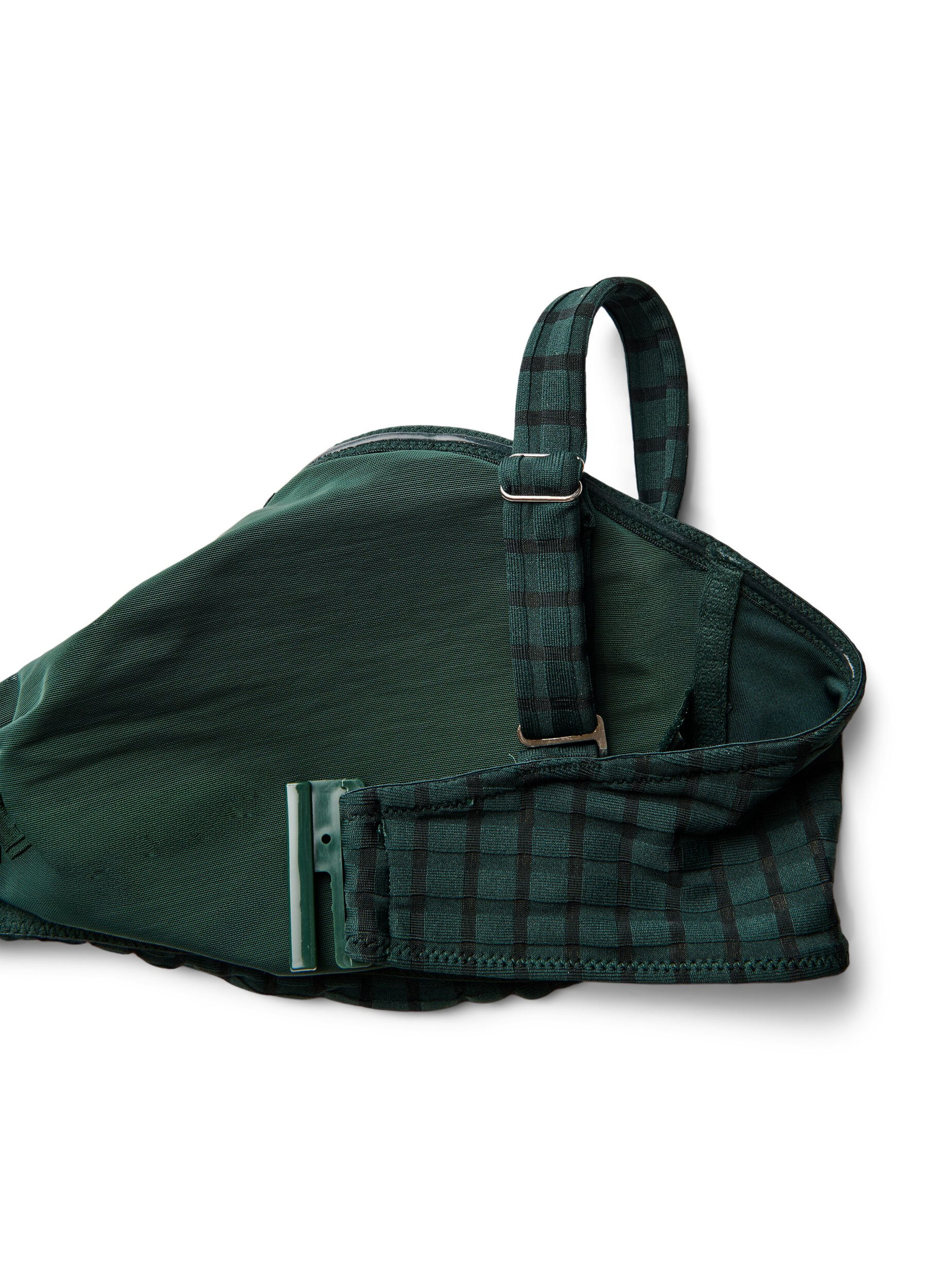 Zizzi Rutig bikinitopp med avtagbara axelband, Gr&ouml;n, Packshot image number 3