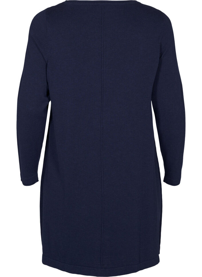 Stickad klänning i bomull-viskosblandning, Blå, Packshot image number 1