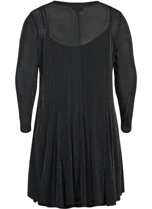 Långärmad klänning med glitter, Black, Packshot image number 1