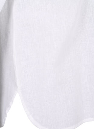 Skjortblus med knäppning i en blandning av bomull och linne, Bright White, Packshot image number 3