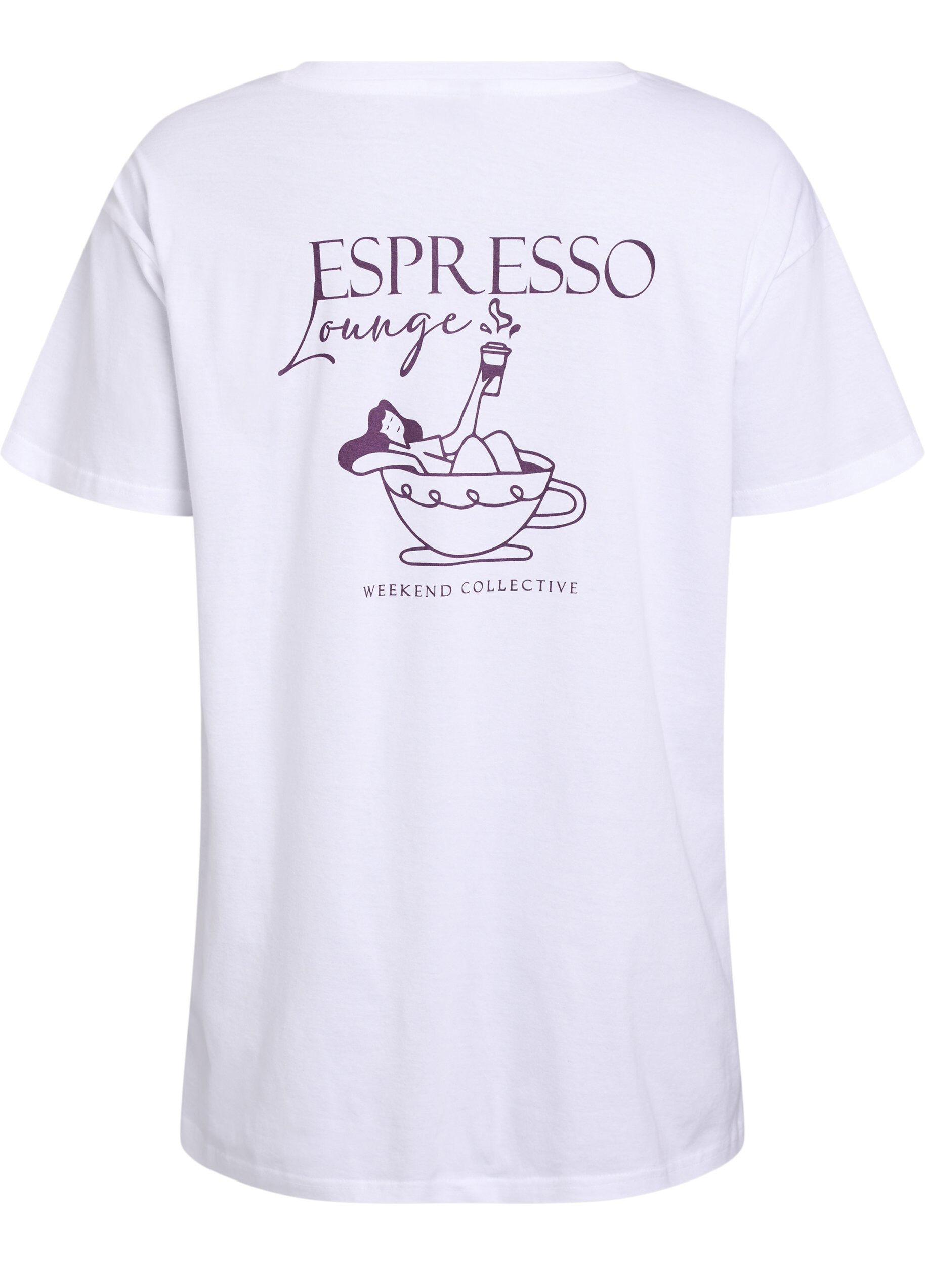 Zizzi L&aring;ng natt-t-shirt i ekologisk bomull med tryck, Vit, Packshot image number 1