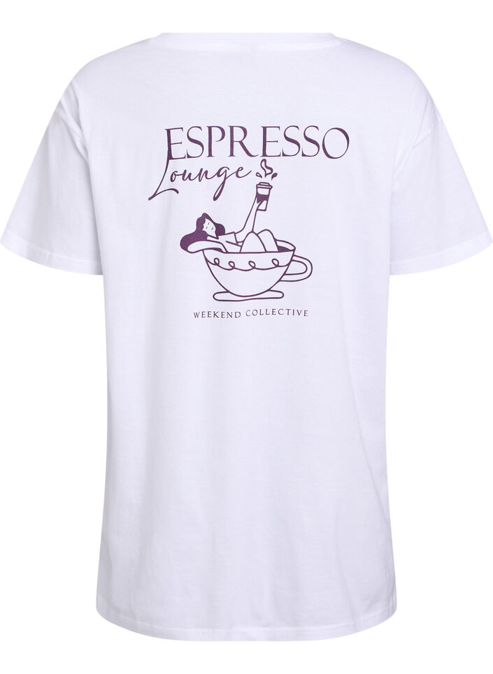 L&aring;ng natt-t-shirt i ekologisk bomull med tryck, Vit, Packshot image number 1