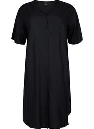 Kortärmad skjortklänning i viskos, Black