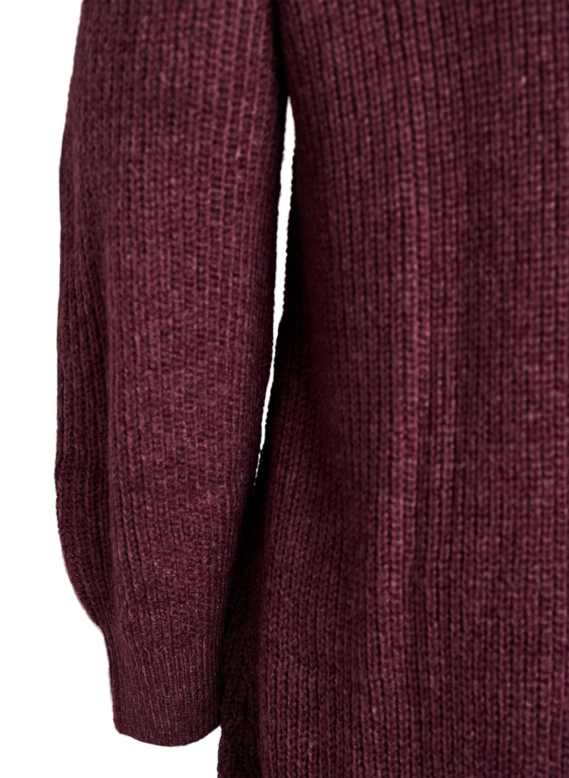 Zizzi FLASH - Kort stickad kl&auml;nning med h&ouml;g hals, R&ouml;d, Packshot image number 3