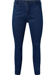 Extra slim Sanna jeans med normalhög midja, Dark blue