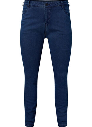 Extra slim Sanna jeans med normalhög midja, Dark blue, Packshot image number 0