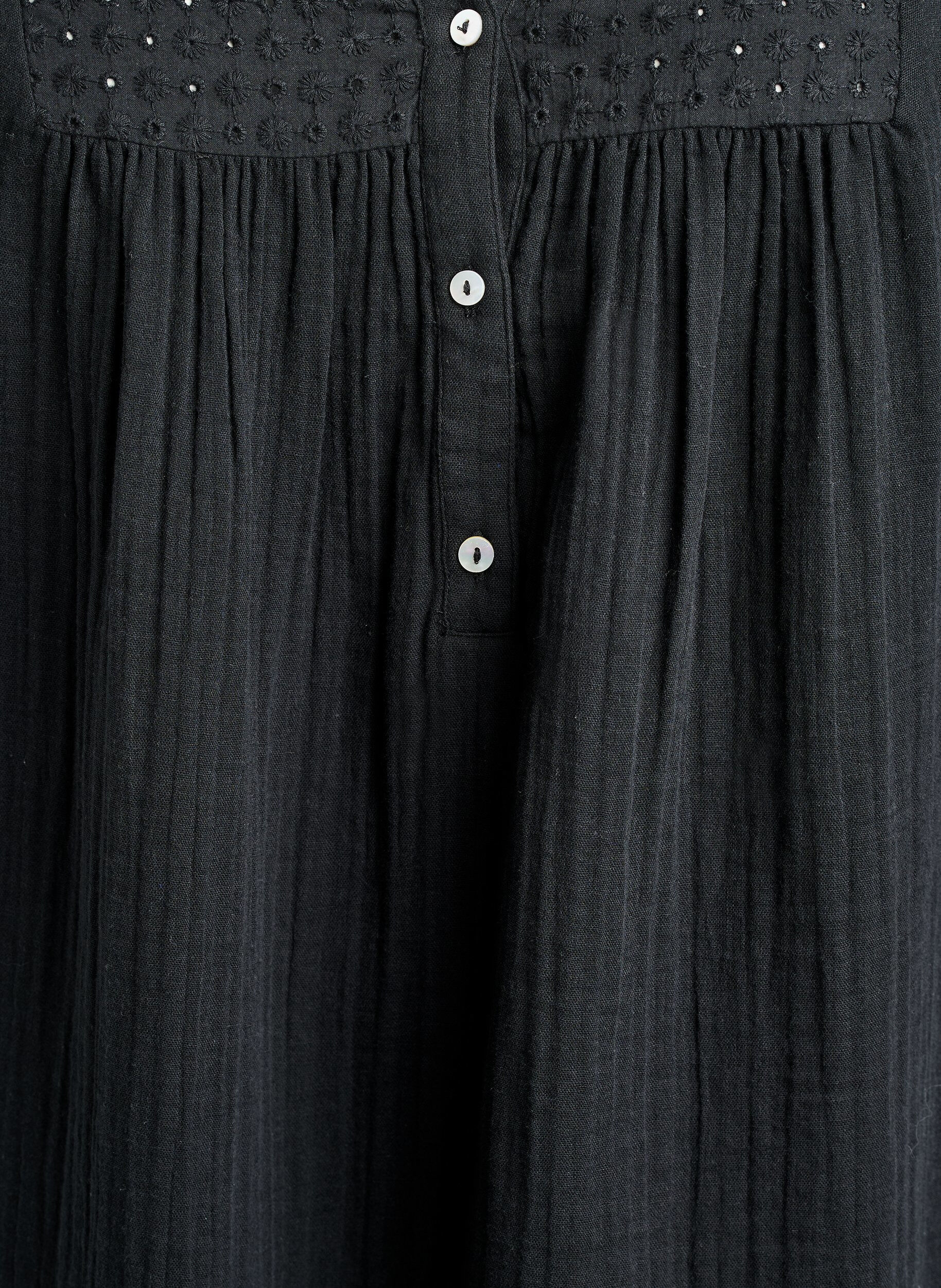 Zizzi Tunika i bomullsmuslin med broderie anglaise, Svart, Packshot image number 2