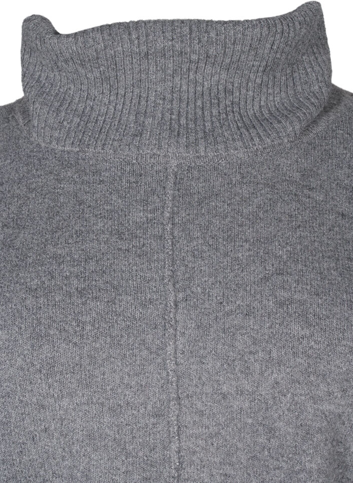 Poncho med hög hals, Medium Grey Melange, Packshot image number 2