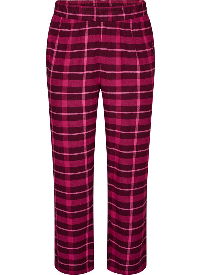 Rutiga pyjamasbyxor i bomull, R&ouml;d, Packshot image number 0