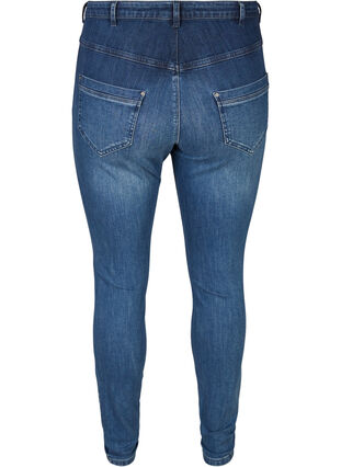Extra slim Nille jeans med hög midja, Dark blue denim, Packshot image number 1