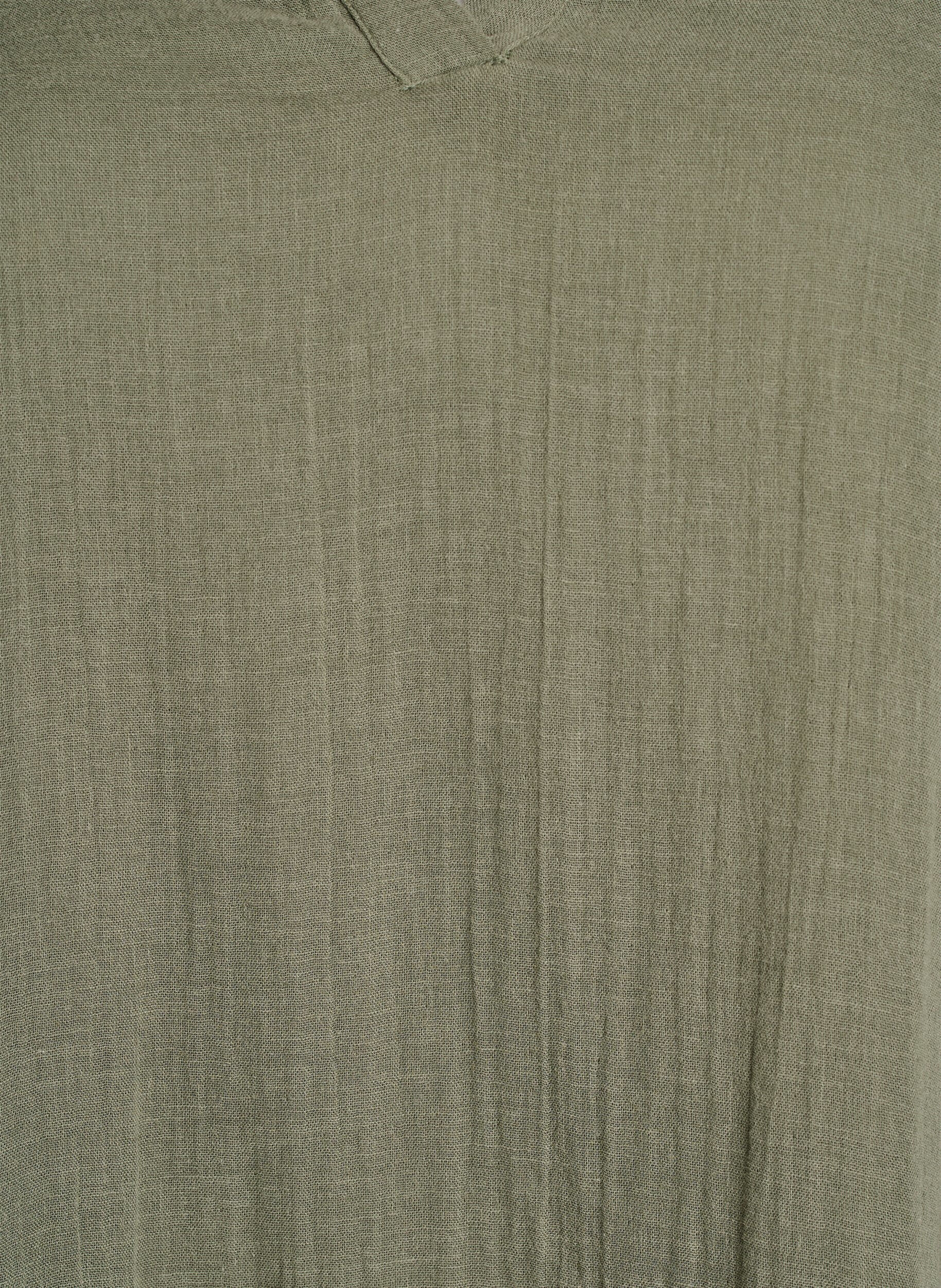 Zizzi Kort a-linjeformad kl&auml;nning i bomullsmuslin, Gr&ouml;n, Packshot image number 2