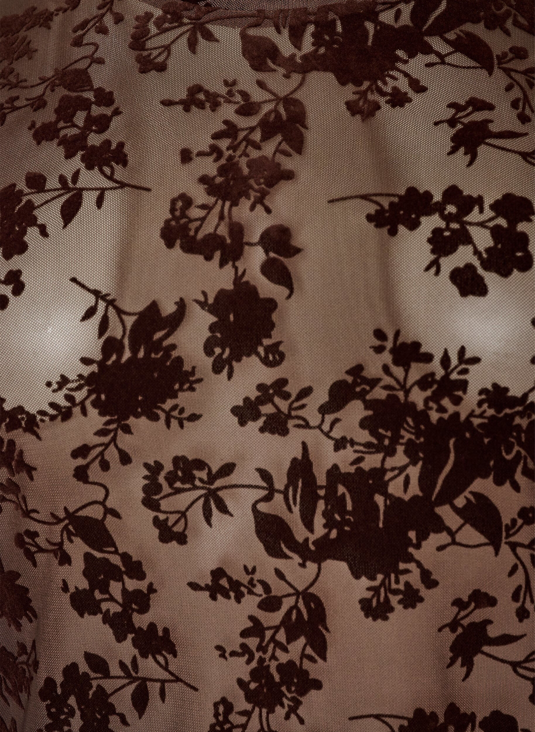 ZizziBlus i mesh med blomm&ouml;nster, Brun, Packshot image number 2