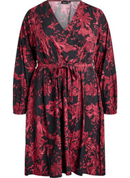 Knälång klänning med knytskärp och omlottlook, Svart