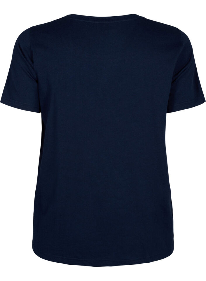 T-shirt i bomull med text, Navy B. Orlando, Packshot image number 1