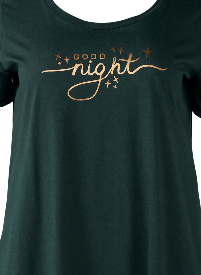 Kortärmat nattlinne i ekologisk bomull, Grön, Packshot image number 2