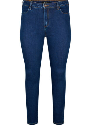 Amy jeans med hög midja och super slim fit, Dark blue, Packshot image number 0