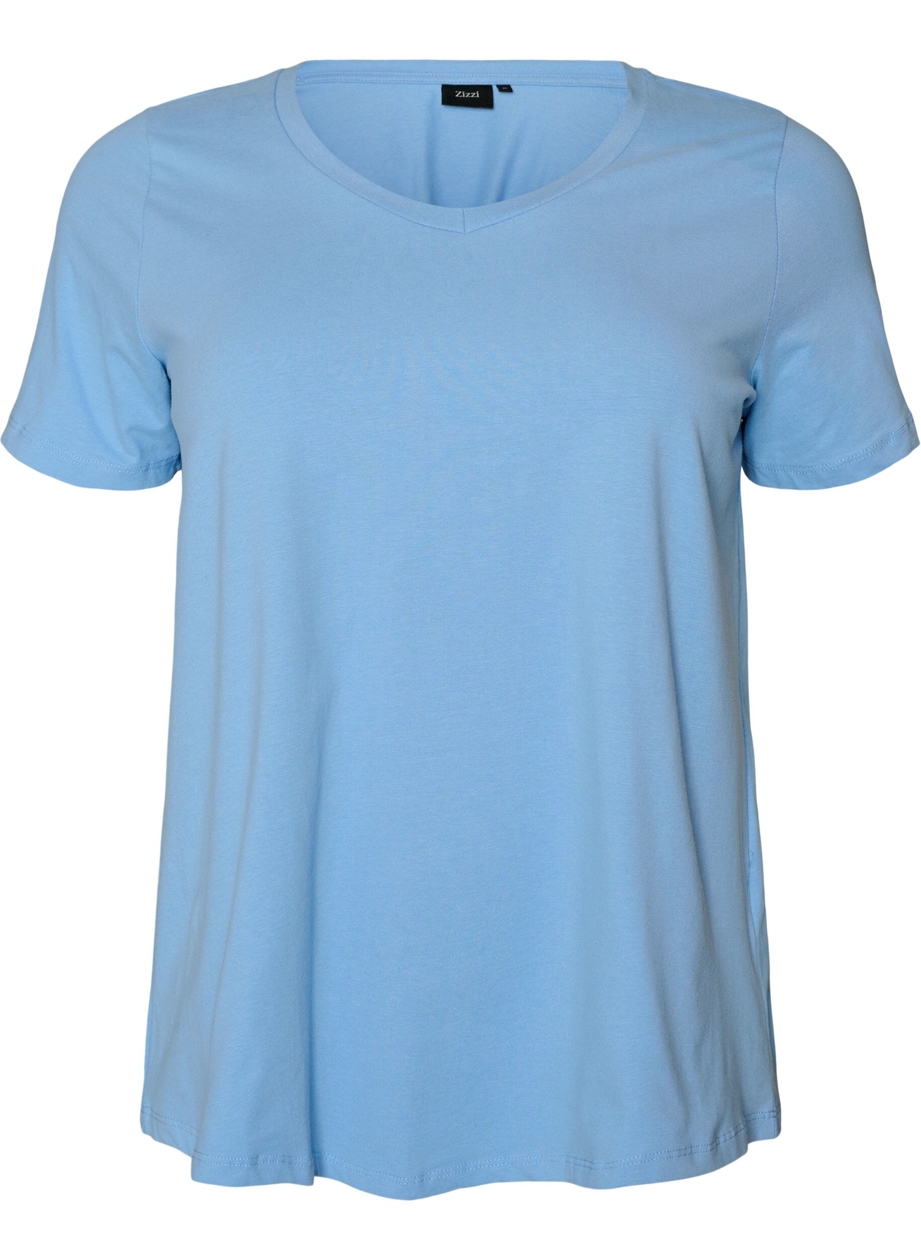 ZizziEnf&auml;rgad t-shirt i bomull, Bl&aring;, Packshot image number 0
