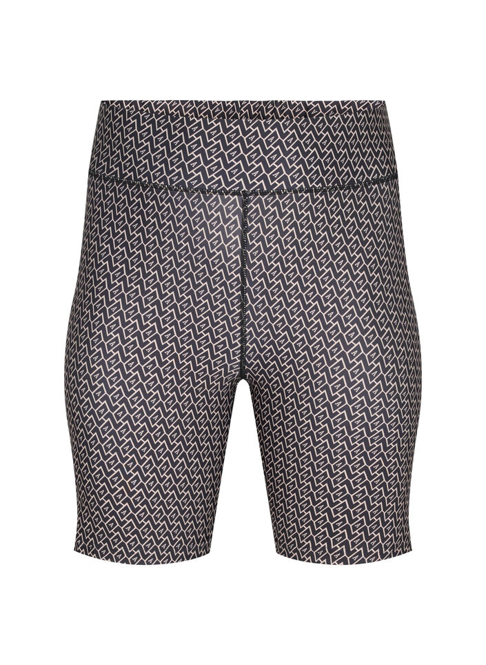 Mönstrade träningsshorts, Black w. Text Print, Packshot image number 0