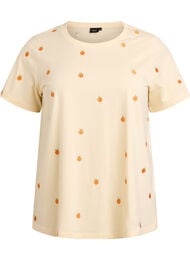 T-shirt i ekologisk bomull med broderade motiv, Gul