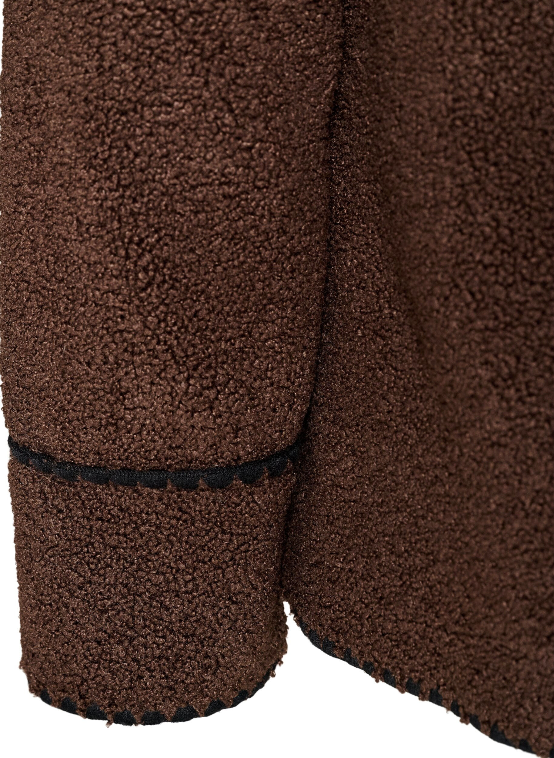 ZizziTeddyjacka med kontrastdetaljer, Brun, Packshot image number 4