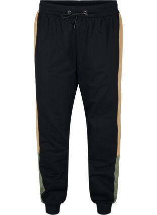Sweatpants med sportiga detaljer, Black/Camel, Packshot image number 0