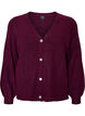 Kofta med V-ringning och ribbad struktur, Lila, Packshot image number 0