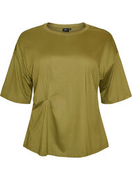 T-shirt med draperad detalj, Gr&ouml;n