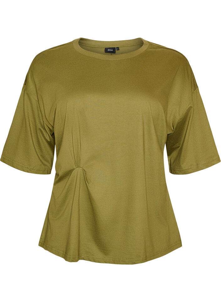 T-shirt med draperad detalj, Gr&ouml;n, Packshot image number 0
