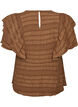 Blus med smock och volang&auml;rmar, Brun, Packshot image number 1