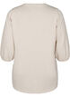Blus med blommigt broderi och 3/4-ärmar, Oatmeal Melange, Packshot image number 1