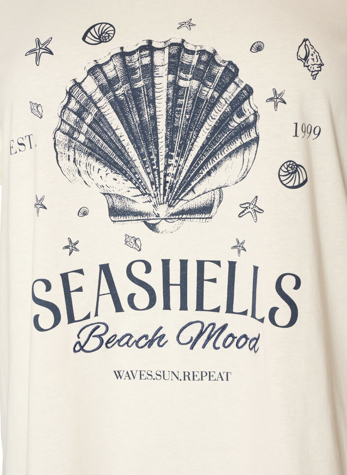 T-shirt i bomull med tryck, Vanilla, Packshot image number 2