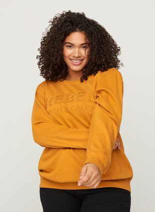 Sweatshirt i bomull med rund halsringning, Thai Curry, Model image number 0