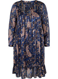 Långärmad klänning med mönster och a-form, Paisley Foil