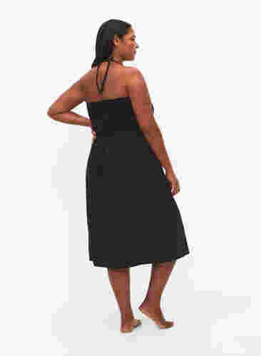 Strandklänning i viskos med överdel i smock, Black, Model image number 1