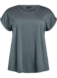Kort&auml;rmad t-shirt i bomullsmix, Gr&ouml;n