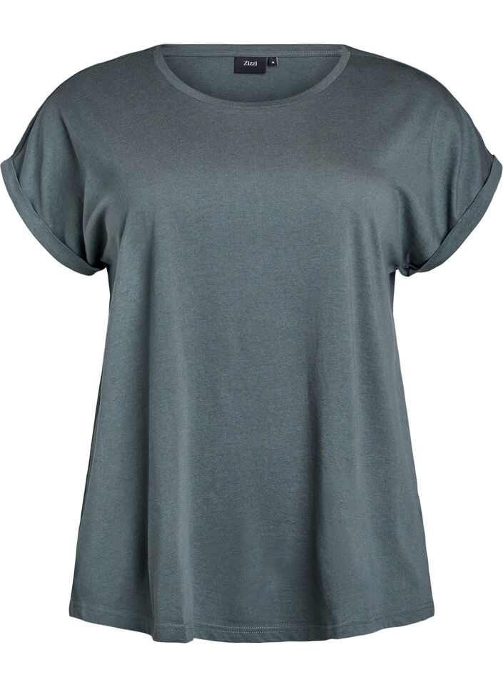 Kort&auml;rmad t-shirt i bomullsmix, Gr&ouml;n, Packshot image number 0