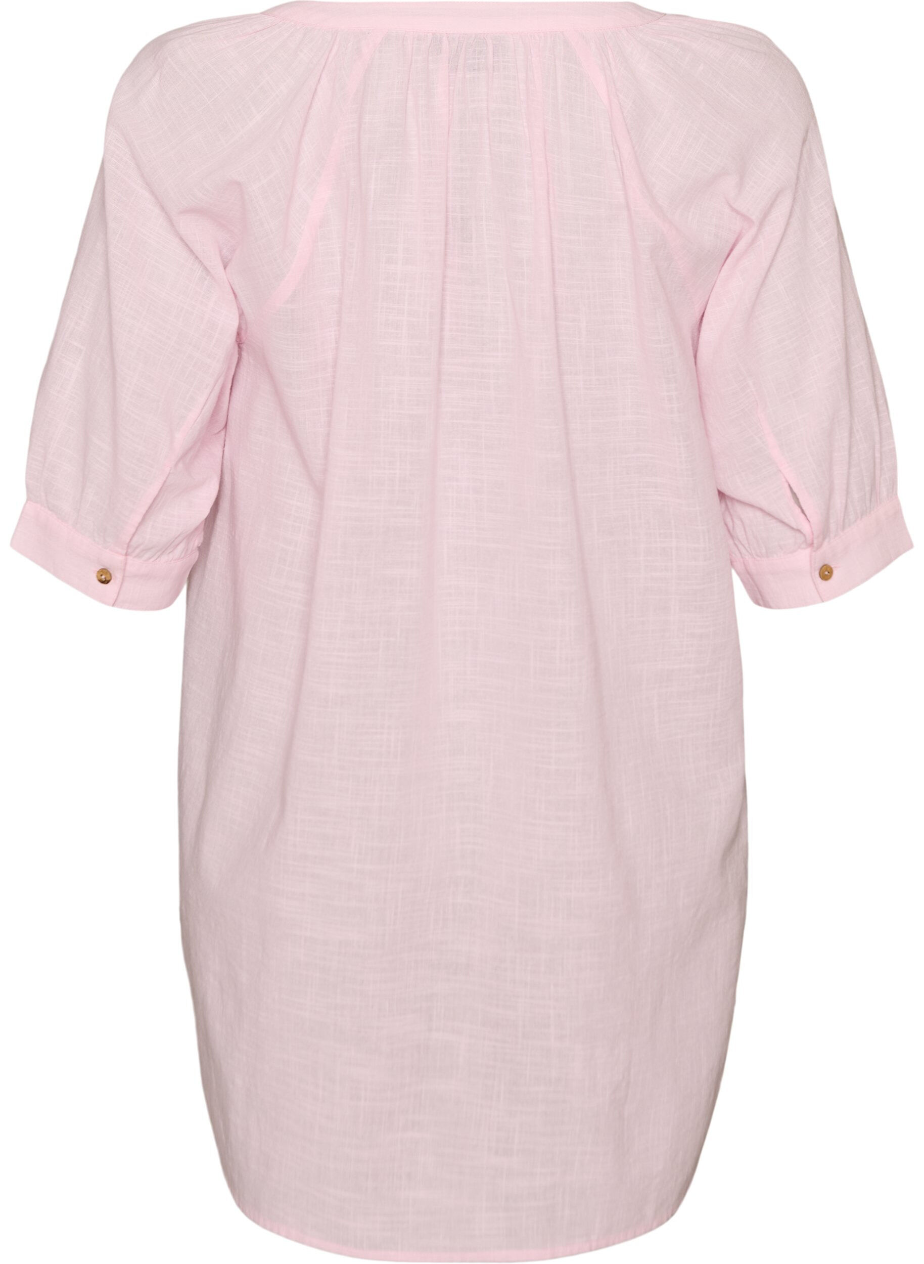 ZizziTunika i bomull med v-ringning, Rosa, Packshot image number 1