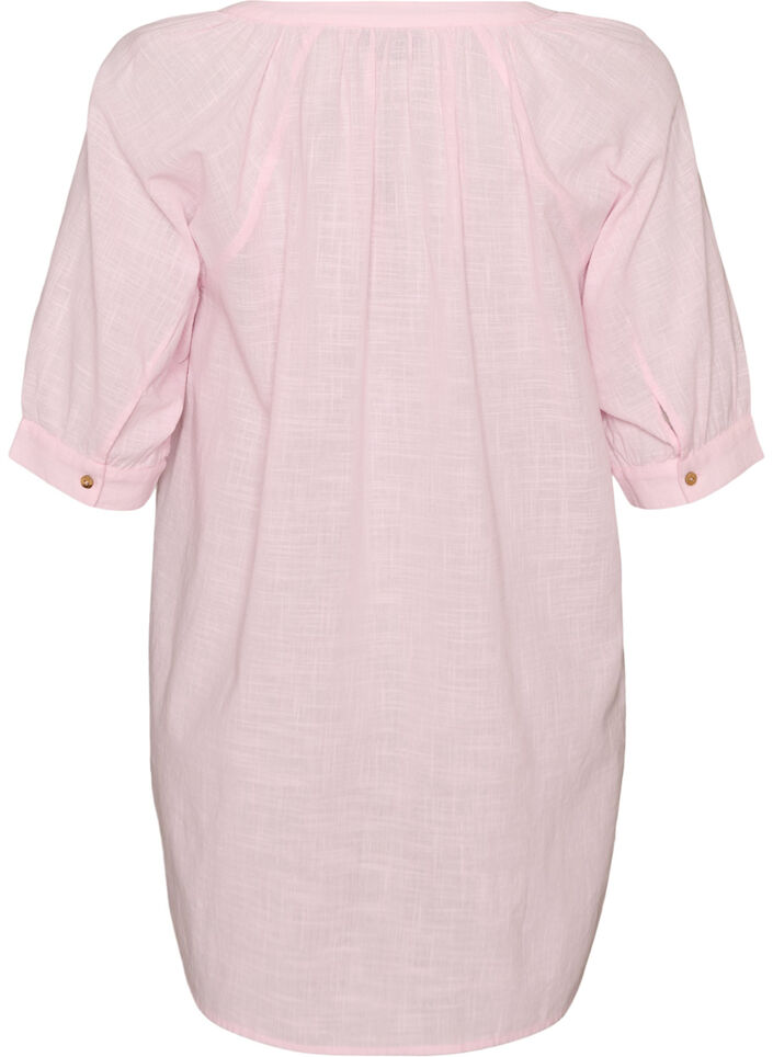 Tunika i bomull med v-ringning, Rosa, Packshot image number 1
