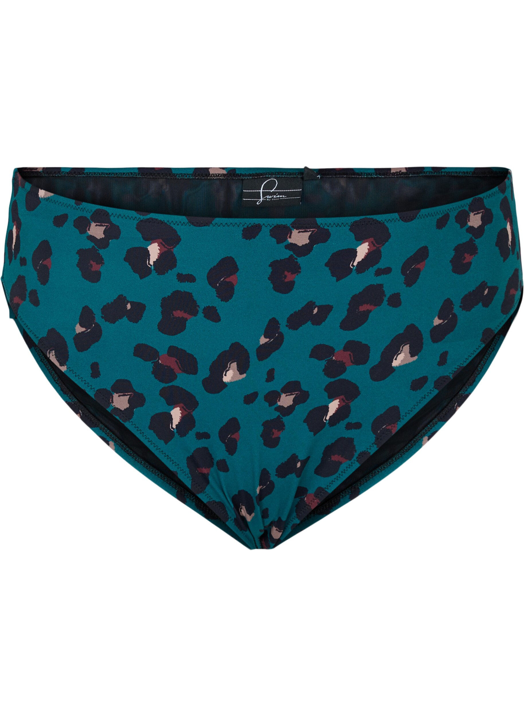 Zizzi Bikinitrosa med h&ouml;g midja, Teal Leopard, Packshot image number 0