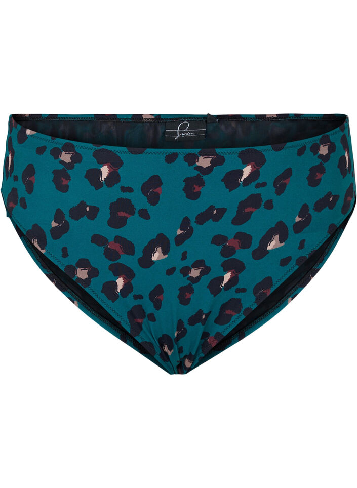 Bikinitrosa med hög midja, Teal Leopard, Packshot image number 0