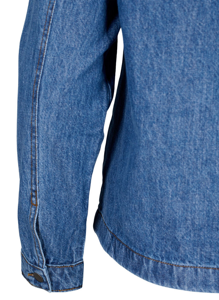 Skjortjacka i denim med fickor, Blue Denim, Packshot image number 4