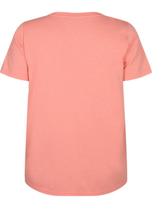 Kortärmad t-shirt med v-hals, Bright Coral, Packshot image number 1